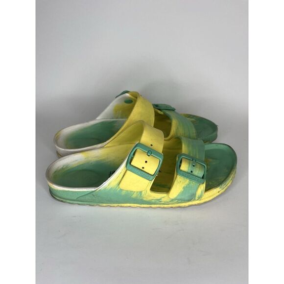 Birkenstock Sandals Slides Double Strap Buckle Women Size 38 US 7 Green - Picture 1 of 14